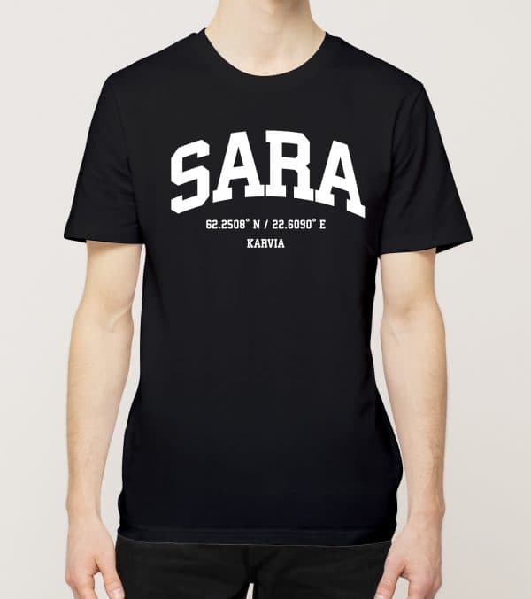 Karvia - Sara, Koordinaatit, t-paita