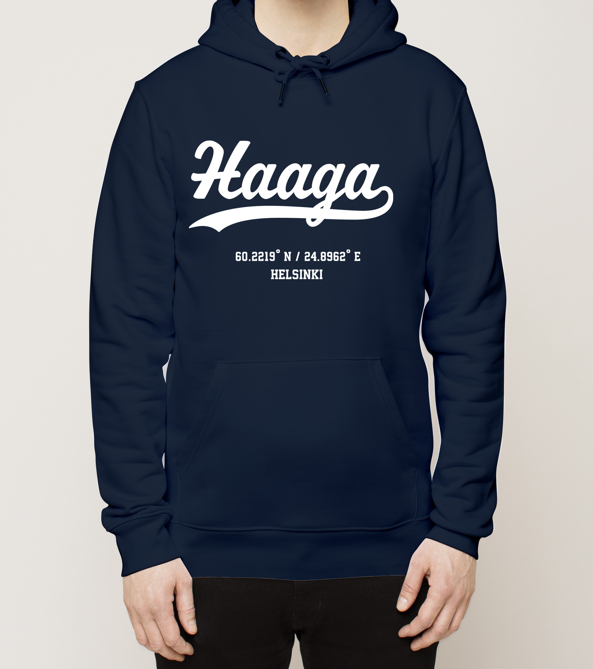 Helsinki – Haaga, Kauno ja koordinaatit, huppari