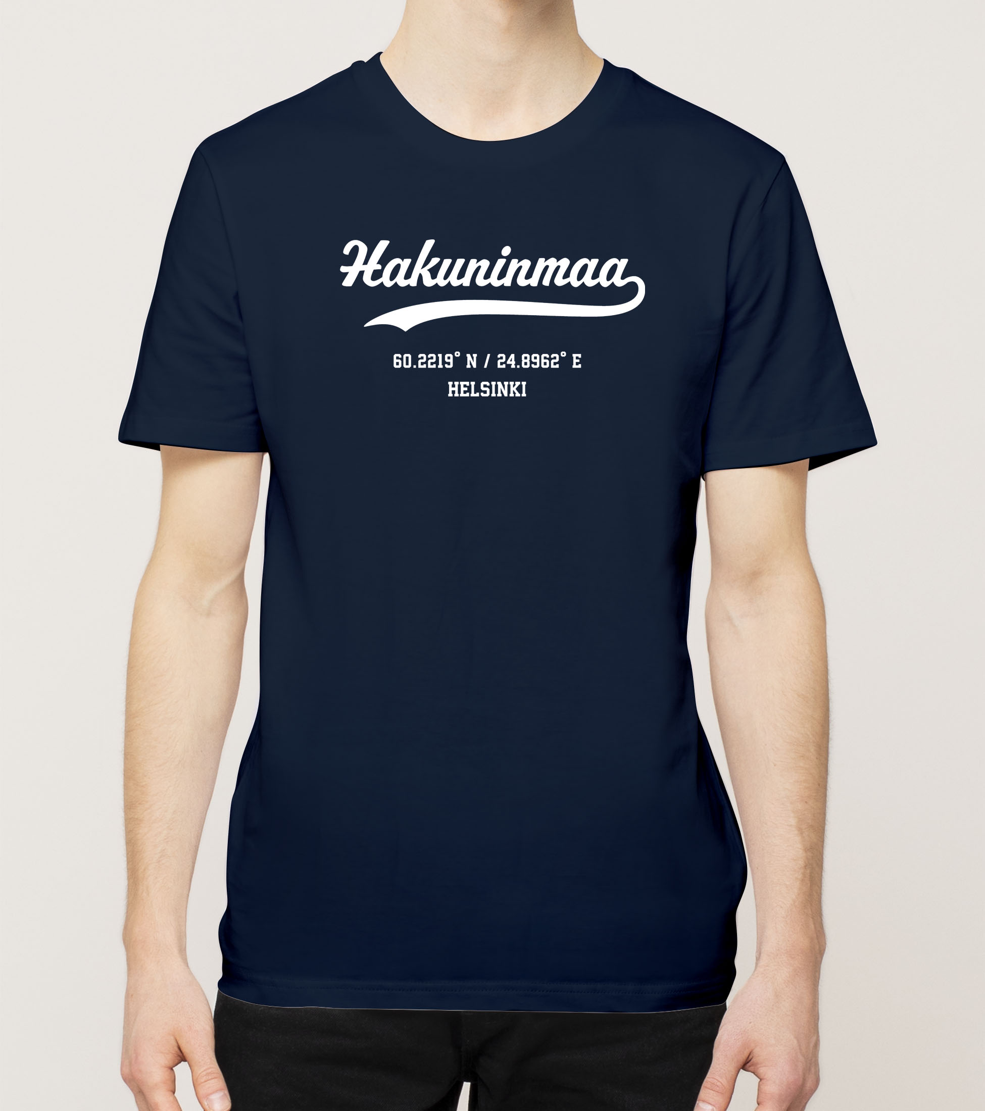 Helsinki – Hakuninmaa, kauno ja koordinaatit, t-paita