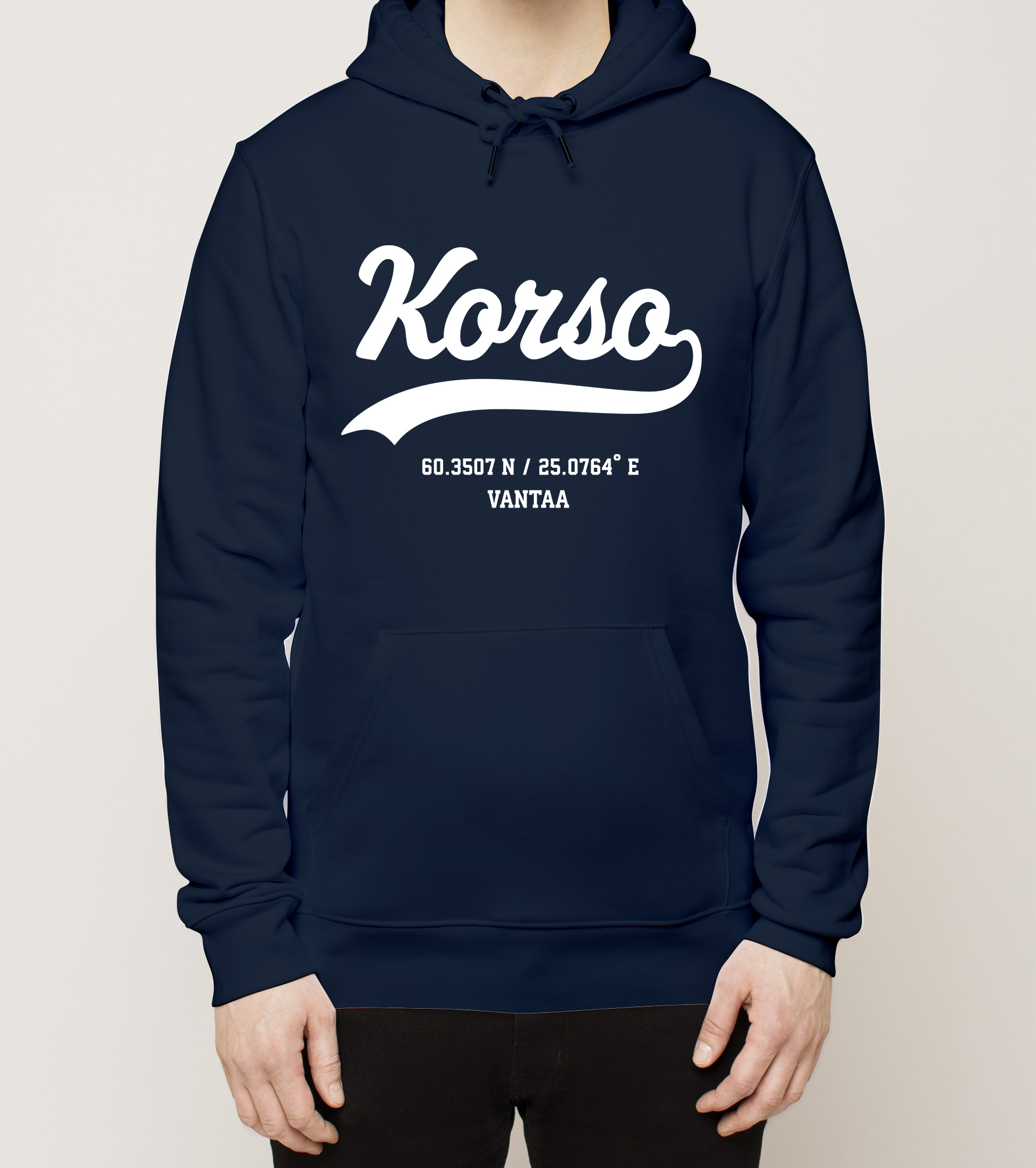 Vantaa – Korso, Kauno ja koordinaatit, huppari