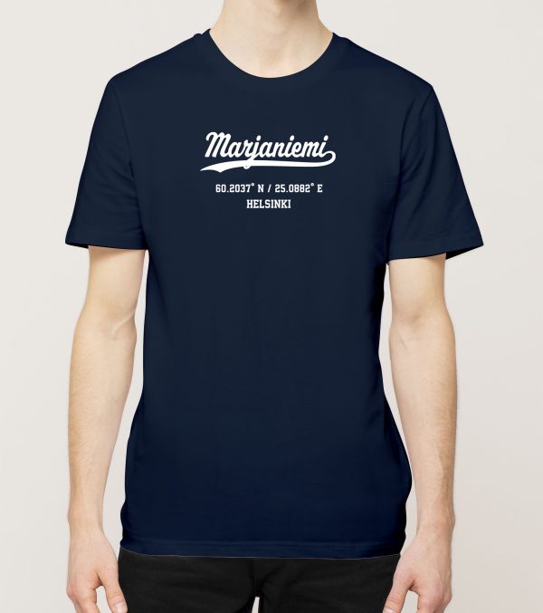 Helsinki – Marjaniemi, kauno ja koordinaatit, t-paita